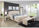 Boxspringbett HOME AFFAIRE "Claire", beige (creme), B:202cm L:214cm, Strukturstoff Bezug (100% Polyacryl), Komplettbetten, Boxspringbett, mit Vollmassiv-Unterbox, incl. Topper, verschiedene Härtegrade
