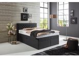 Boxspringbett, grau (anthrazit), B:156cm L:210cm, Box und Kopfteil: Strukturstoff (77% Polyester, 23% Viskose);Bezug der Obermatratze: 100% Polyester, WESTFALIA SCHLAFKOMFORT, Komplettbetten, Boxspringbett, wahlweise mit Bettkasten