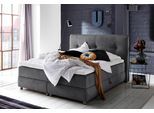 Boxspringbett "Tilo", grau (anthrazit), B:214cm L:215cm, Bettrahmen und seitliche Einfassung der Matratzen: pflegeleichter Strukturstoff (100% Polyester);Topper sowie Spiegelfläche der Unter- und Obermatratze: 100% Polyester, ATLANTIC HOME COLLECTION, Komplettbetten, Boxspringbett, mit Tonnentaschen-Federkernmatratze, inkl. Bettkasten und Topper