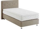 Boxspringbett, beige (sand), B:115cm L:210cm, Bezug: Microvelours 100% Polyester, WESTFALIA SCHLAFKOMFORT, Komplettbetten, Boxspringbett, wahlweise mit Topper