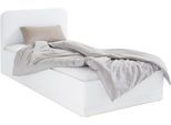 Polsterbett, weiß, B:110cm L:210cm, Bezug Bett: wahlweise Microfaser (100% Polyester), Strukturstoff (77% Polyester, 23% Viskose) oder Kunstleder;Bonnell-Federkernmatratze: Mischgewebe (51% Polyprophlen, 39% Polyester, 10% Baumwolle);Kaltschaummatratze: Frottee (100% Polyester), Bezug abnehm- und waschbar bis 60C, WESTFALIA SCHLAFKOMFORT, Betten, Polsterbett, inkl. Bettkasten bei Ausführung mit Ma