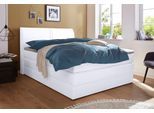 Boxspringbett HAPO, weiß (weiß, kunstleder), Liegefläche B/L: 140cm x 200cm, kein Härtegrad, 7-Zonen-Tonnentaschen-Federkernmatratze, Kopfteil, seitliche Unterbox und Obermatratze sind mit pflegeleichtem Feinstrukturstoff in Leinenoptik (100% Polyester) oder Kunstleder bezogen;Die Oberseite der Unterfederung und die Ober- und Unterseite der Obermatratze sind jeweils mit einem rutschhemmenden Stoff