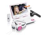Lenco DVP-910PK - 9 Zoll tragbarer DVD-Spieler mit Kopfhörer und Kopfstützenbefestigung - integrierter Akku - USB-Eingang - Pink/Weiß