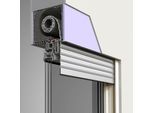 Rollladen für die Balkontür, Aufsatzrollladen Modell Basic, Kunststoff, Weiß, 800 x 2000 mm, mit Gurtwickler, individuell konfigurieren
