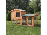 MyAnimal Hasenstall MH-03 Doppelstockhaus mit Garten, Freilauf, Kiefernholz, verzinkter Draht (Braun 2.0)