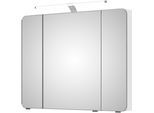 Spiegelschrank SAPHIR "Serie 4005 Badezimmer-Spiegelschrank inkl. LED-Aufsatzleuchte", weiß (lack polarweiß hochglanz), B:90cm H:70,3cm T:17cm, Holzwerkstoff, Schränke, Spiegelschrank, Badschrank 90 cm breit, 3 Türen, 6 Glas-Einlegeböden, inkl. Türdämpfer