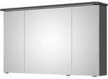 Spiegelschrank SAPHIR "Serie 4005 Badezimmer-Spiegelschrank inkl. LED-Kranzbeleuchtung", grau (lack steingrau hochglanz), B:120cm H:72,2cm T:17cm, Holzwerkstoff, Schränke, Spiegelschrank, Badschrank 120 cm breit, 3 Türen, 6 Glas-Einlegeböden, inkl Türdämpfer