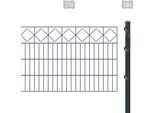 Doppelstabmattenzaun ARVOTEC "ESSENTIAL 80 zum Einbetonieren "Karo" mit Zierleiste", grau (anthrazit), H:80cm, Kunststoff, Stahl, Zaunelemente, Zaunhöhe 80 cm, Zaunlänge 2 - 60 m