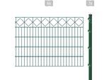 Doppelstabmattenzaun ARVOTEC "ESSENTIAL 100 zum Einbetonieren "Karo" mit Zierleiste", grün (dunkelgrün), H:100cm, Kunststoff, Stahl, Zaunelemente, Zaunhöhe 100 cm, Zaunlänge 2 - 60 m
