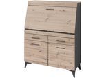 Sekretär INNOSTYLE "SECRET", braun (graphit, artisan eiche), B:98cm H:124cm T:42cm, Sekretäre, Sekretär, Stauraumschrank, mit Monitor-/Laptopfach, Soft-Close, Breite 98 cm