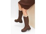 bonprix Stiefel, braun, Gr.40, Winterlicher Stiefel mit modischen Details, aus Vegan