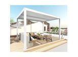 Pergola MCW-L46, Gartenpavillon Lamellen-Pavillon, 11cm-Aluminium-Gestell, Regenrinne sturmfest, 3x3m ~ weiß