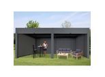 Pergola MCW-L46 mit 6x Seitenwand, Gartenpavillon Lamellen-Pavillon Rollo, 11cm-Alu-Gestell, sturmfest 3x6m ~ anthrazit
