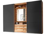Schwebetürenschrank WIMEX "Magic by fresh to go", grau (plankeneiche nachbildung, graphit), B:300cm H:216cm T:65cm, Schränke, Schwebetürenschrank, mit drehbarer Spiegeltür