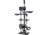 tectake® Kratzbaum, 243 bis 260 cm, mit 2 Katzenhäusern, inklusive 2 Treppen, 2 Spielbällen, Deckenspanner und Kippschutz