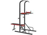 tectake® Power Tower, mit klappbarer Hantelbank und Langhantelablage, gepolstert mit Kunstlederbezug, 180 x 95 x 210 cm