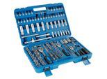 tectake® Steckschlüsselsatz, 171-teilig, 1/4, 3/8 und 1/2 Zoll, mit Kodierung und Kugelfangrille, übersichtliche Anordnung im Kunststoffkoffer