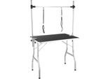 tectake® Trimmtisch, mit höhenverstellbarem Galgen und 2 Schlingen, rutschfeste und kratzfeste Gummibeschichtung, Belastbarkeit 60 kg