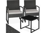 tectake® Rattan Sitzgruppe, für 2 Personen, UV-beständig, höhenverstellbare Kunststofffüße