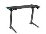 tectake® Schreibtisch, höhenverstellbar, Tischplatte in Carbon-Optik mit LED-Zierleisten, 1300 x 672 x 720 - 1210 mm