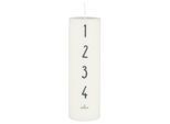 IB Laursen Adventkerze 1-4 weiß mit Zahlen, Höhe 20 cm, Ø 6 cm, graue Zahlen