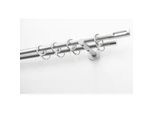 Gardinenstange GARESA "EASY", silber (silberfarben), B:65cm L:600cm Ø:20mm, Aluminium, Gardinenstangen, Vorhanggarnitur, verlängerbar, Endk. M. Ausschnitt, Alu, m. Ringe