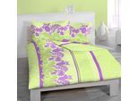 Bettwäsche "Mikrofaser-Bettwäsche-Set »Morena« (6tlg.)", bunt (grün, violett), B/L: 160cm x 200cm, 2 Stk., 2 Stk., Microfaser, B/L: 65cm x 100cm, Microfaser, Obermaterial: 100% Polyester, Bettwäsche, Bettwäsche