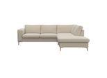Ecksofa FLEXLUX "Fiore, L-Form", weiß (sanftes weiß), B:241cm H:85cm T:225cm, 100% Polyester, Sofas, Ecksofa, breite Armlehnen, Füße Alu/Eiche, B/T 241/225 cm, Kaltschaum im Sitz