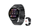 TPFNet Smart Watch / Fitness Tracker IP67 für Damen & Herren - Edelstahl Armband - Android & IOS - Schwarz