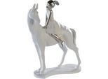 Dekofigur CASABLANCA BY GILDE "Skulptur Girl on Horse", weiss (weiß), B:20cm H:25cm T:8cm, Polyresin (Kunststein), Dekofiguren, Dekofigur