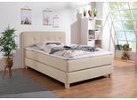 Boxspringbett HOME AFFAIRE "Fargo", beige, B:133cm L:207cm, Struktur fein (100% Polyester);Samtstoff (100% Polyester), Komplettbetten, Boxspringbett, inkl. Topper, in 3 Matratzenarten, in Samt- oder Strukturstoff