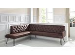 Eckbank EXXPO - SOFA FASHION "Doppio, Chesterfield Optik, komfortabel und bequem, hohe Designfüße", braun (chocco), B:197cm H:90cm T:255cm, 100% Polyester, Sitzbänke, Eckbank, Frei im Raum stellbar