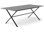 Esstisch HAMMEL FURNITURE "Meza Designtisch mit Auszugsfunktion und 2 Einlegeplatten", grau (graphit, schwarz), B:165cm H:73,5cm T:90cm, Tischplatte: Graphit nanobehandeltes Fenix-Laminat (schwarzer Rand), Gestell: Pulverbeschichtetes schwarzes Metall, RAL9005 matt;Mit nanobehandeltem Laminat, einer matten, seidigen Oberfläche, die Fingerabdrücke abweist und langlebig und hygienisch ist;Mit nanobe