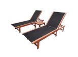 vidaXL Sonnenliegen 2 Stk. mit Tisch Akazie Massivholz und Textilene