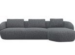 Wohnlandschaft FLEXLUX "Torino, rund, L-Form, Sofa-Ecke mit Recamiere, Longchair-Sofa", grau (forrest grau), B:307cm H:85cm T:146cm, 100% Polyester, Sofas, Wohnlandschaft, Modernes, organisches Sofa-Design, Kaltschaum, Wellenunterfederung