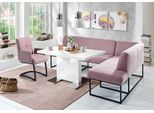 Eckbank EXXPO - SOFA FASHION "Affogato, bequem und elegant, hochwertige Detailverarbeitung", lila (flieder), B:157cm H:82cm T:245cm, Struktur: Webvelour 100% Polyester, Sitzbänke, Eckbank, Frei im Raum stellbar