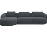 Wohnlandschaft FLEXLUX "Torino, rund, L-Form, Sofa-Ecke mit Recamiere, Longchair-Sofa", grau (anthrazit), B:307cm H:85cm T:146cm, 100% Polyester, Sofas, Modernes, organisches Sofa-Design, Kaltschaum, Wellenunterfederung