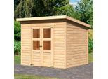 Gartenhaus KARIBU "Baggersee 4", beige (naturbelassen), ohne Fußboden, ohne Dacheindeckung, Holzwerkstoff, Gartenhäuser, Gartenhaus
