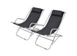 vidaXL Liegestühle 2 Stk. Stahl Schwarz