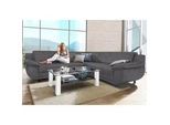 Ecksofa TRENDMANUFAKTUR "Rondo wahlweise mit Schlaffunktion, 267x247 cm (BxT), breite Armlehnen", grau (anthrazit), B:267cm H:85cm T:247cm, Kunstleder SOFTLUX, Microfaser PRIMABELLE (100% Polyester), NaturLEDER (echtes Rindsleder), Struktur (54% Polyacryl, 46% Polyester), Sofas, L-Form, wahlweise mit Federkern bestellbar, Füße schwarz