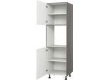 Backofenumbauschrank KOCHSTATION "KS-Trea SB-195-3", weiß (weiß, eichefarben grau), B:60cm H:195cm T:56cm, Schränke, Backofenumbauschrank, mit zwei Türen und zwei Einlegeböden, Höhe 195 cm