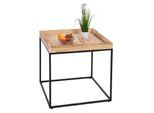 Beistelltisch MCW-K71, Kaffeetisch Couchtisch Tisch, Paulownia-Holz Metall 60x60x60cm ~ naturfarben