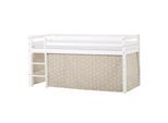 Hochbett HOPPEKIDS "ECO Dream, Kinderbett, Spielbett, Halbhohes Bett aus Massivholz", beige (weiß, pets silbergrau), B:101 H:105 L:208, Kinderbett: 100% Massivholz: Nordische Kiefer, Vorhang: 100% Baumwolle, Hochbetten, Hochbett Kinderbett, inkl. Vorhang-Set Creator, Bettgröße & Matratze wählbar