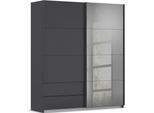 Schwebetürenschrank RAUCH "Kleiderschrank Schrank Garderobe ELARA Glastür/Grauspiegel", grau (graumetallic, grauspiegel), B:181cm H:210cm T:62cm, Holzwerkstoff, Schränke, Schwebetürenschrank, praktische Schubladen optional farblich abgesetzt MADE IN GERMANY