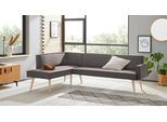 Eckbank EXXPO - SOFA FASHION "Lungo, moderne Kedernaht, bequem und elegant, hoher Holzfuß", grau (grau melange), B:158cm H:84cm T:239cm, 100% Polyester, Sitzbänke, Eckbank, hochwertige Detailverarbeitung, frei im Raum stellbar
