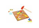 Tooky Toy Holz Hammerspiel Tap Tap TH155 Korkplatte 82 Teile verschiedene Formen bunt