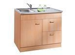 Spülenschrank KOCHSTATION "KS-Elster", braun (buchefarben), B:100cm H:85cm T:60cm, Holzwerkstoff, Schränke, Spülenschrank, Breite 100 cm