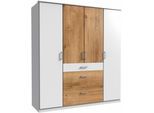 Kleiderschrank WIMEX "Click", weiß (weiß, plankeneichefarben), B:180cm H:199cm T:58cm, Schränke, Kleiderschrank Drehtürenschrank, ohne Spiegel