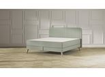 Emma Elite Boxspringbett - Grün - 180x200 cm - Kopfteil Streifen - Natur Füße