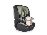 Moni Kindersitz i-Size Start (76-150cm) Kopfstütze verstellbar, Kuscheltier grün